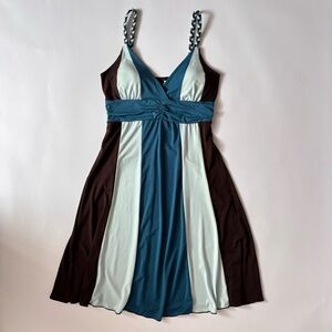 Heart Soul Teal and Brown Midi Dress